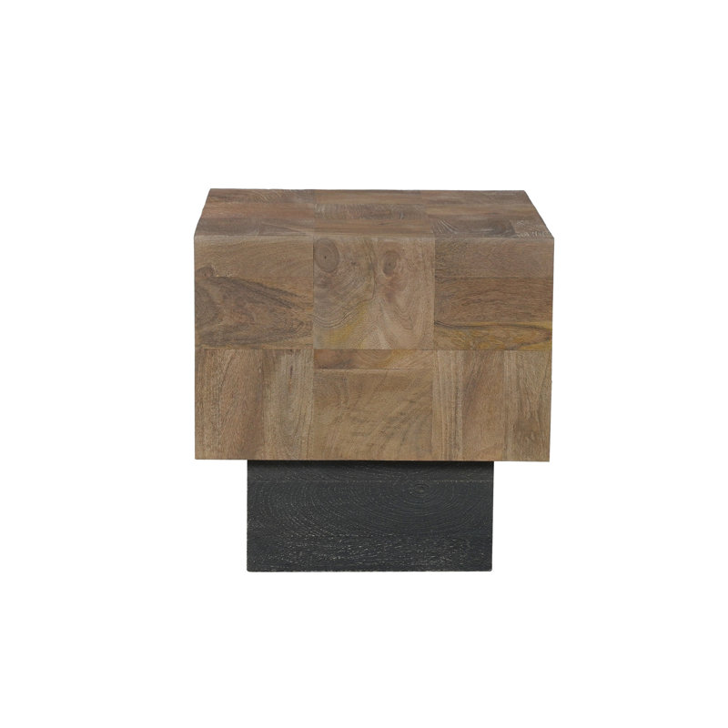HomeRoots 22" Black And Brown Solid Wood Square End Table