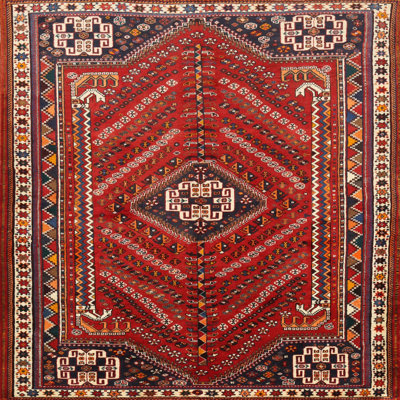 Tapis rouge/beige/noir traditionnel