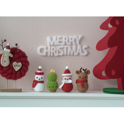 Père Noël, renne, arbre de Noël et bonhomme de neige Amigurumi bricolage au crochet Wizardi F07N8-M117