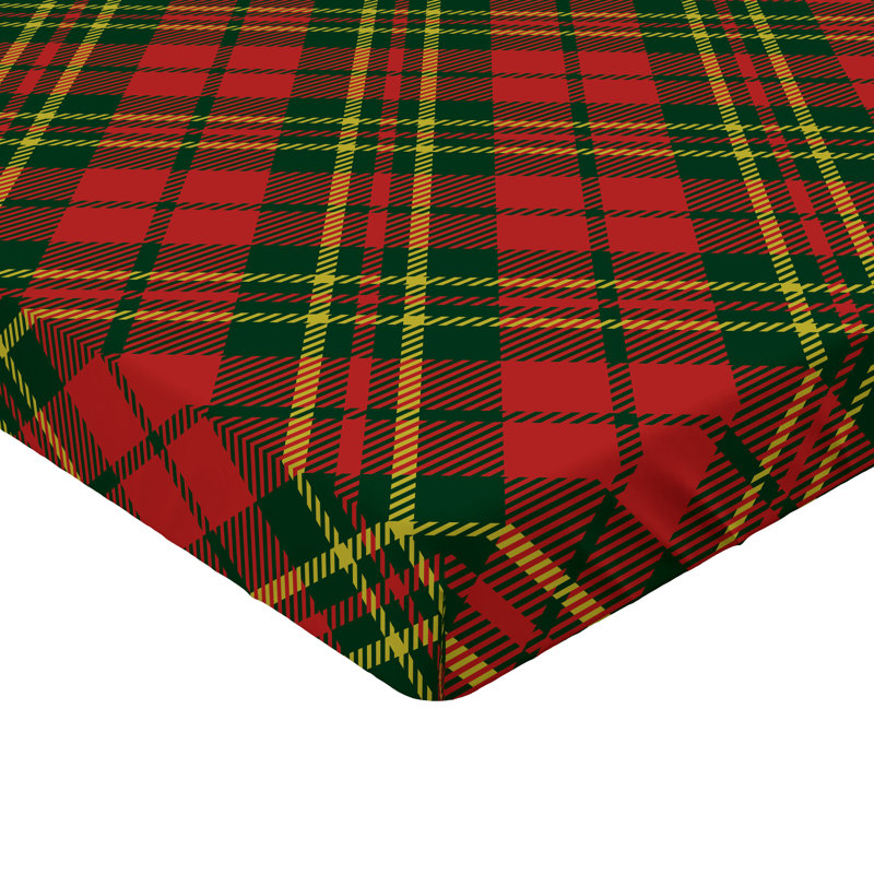 Drap-housse orange Ambesonne, Écossais émeraude / jaune / vermillon, Drap-housse très grand californien