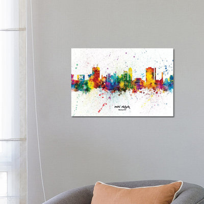 Ann Arbor Michigan Skyline Splash by Michael Tompsett - Wrapped Canvas Gallery-Wrapped Canvas Giclée