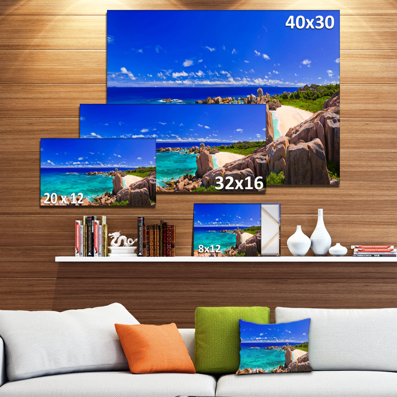 Tropical Beach Panorama Seascape - reproduction de photo sur toile, H 16 po x l 32 po x P 1 po