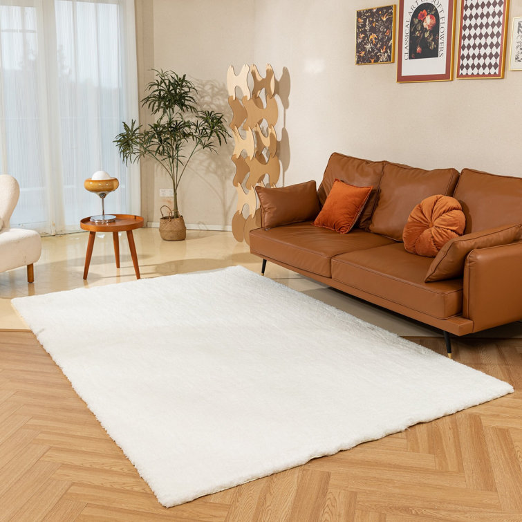 Camel Area Rugs Thick Fluffy Rug Non-Shedding Bedside Carpet Non-Slip Machine Washable Solid Color Soft Indoor Room Mat For Living Room Playing Room Nursery And Entryway