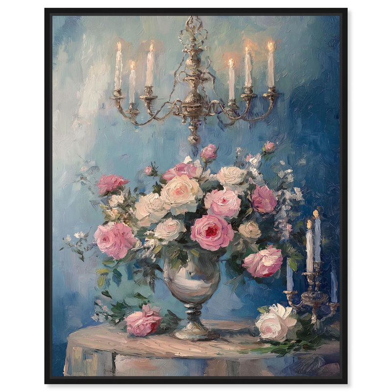 Romantiques roses sur toile Modern Farmhouse par Art Remedy, H 21 po x l 17 po, Cadre flottant noir