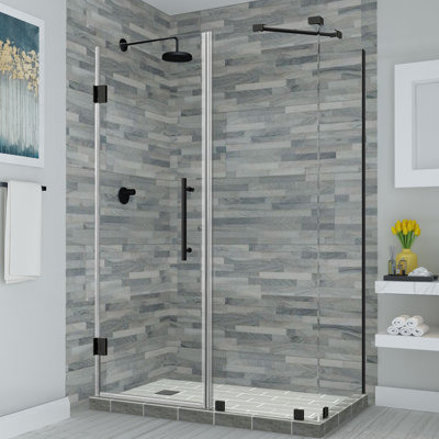Cabine de douche rectangulaire à charnière sans cadre 69,25 po x 72 po Bromley