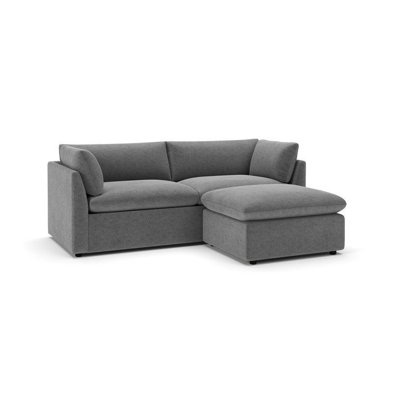 Canapé rembourré avec repose-pieds Kallie, Lin texturé gris anthracite Zuma
