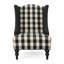 Fauteuil club haut dossier noir et blanc avec pieds en bouleau