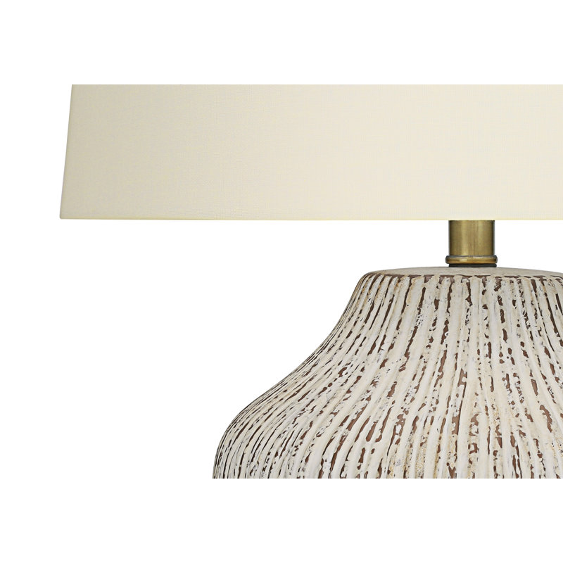 26"H Transitional Table Lamp, Cream Ceramic Base with Ivory/Cream Shade