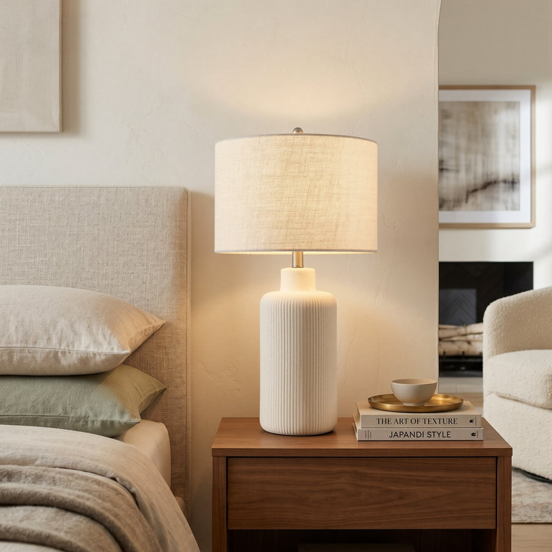 Lampe de table 17,75 en céramique blanche, H 25,25 po x l 14 po x P 14 po