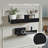 American Art Decor Ribbed 2-Piece Floating Wall Shelf Set, Black shabby elegance-326703558