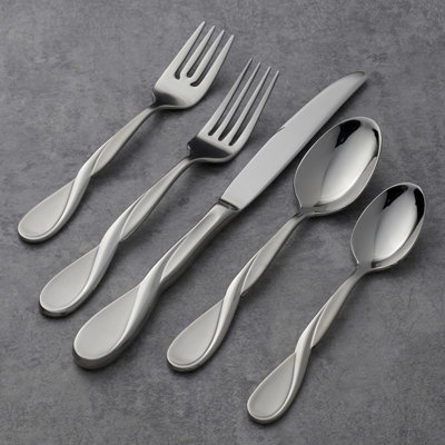 Satin Aquarius 5 Piece 18/10 Stainless Steel Flatware Set, Service for 1