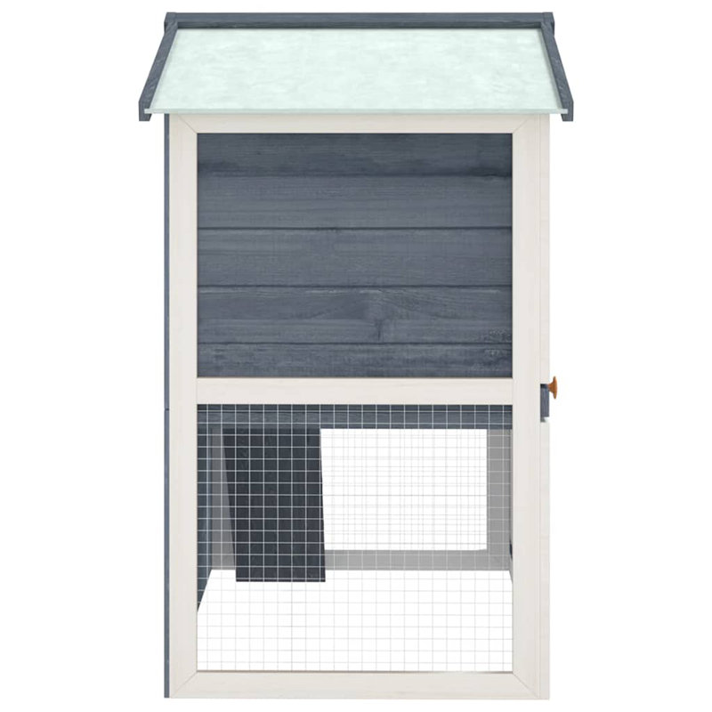 Cage à lapin en maille de fer thermolaquée en bois de pin massif gris et blanc, Gris