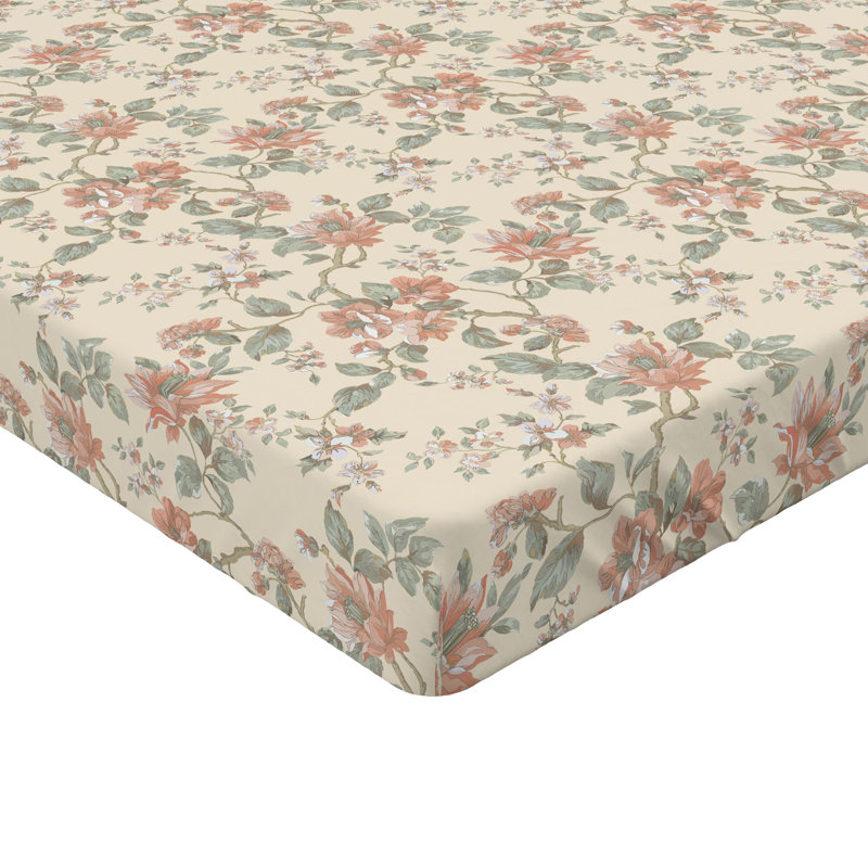 Drap-housse Ambesonne, Gris et jaune / motif floral rosé, Drap-housse simple TG