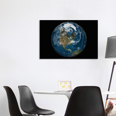 A View Of The Earth With The Full Arctic Region Visible by Stocktrek Images - Wrapped Canvas Print