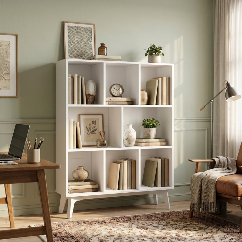 Radnor Modern 8-Cube 3-Tier Open Bookshelf, White
