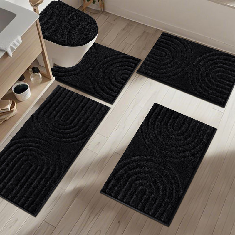 Tapis de bain absorbant (ensemble de 5), Noir