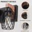 Applique murale 5 lumières 31 po Vintage Industrial 31 - Cage noire avec accents en bois pour la salle de bain, le couloir ou le salon (ampoule non incluse)