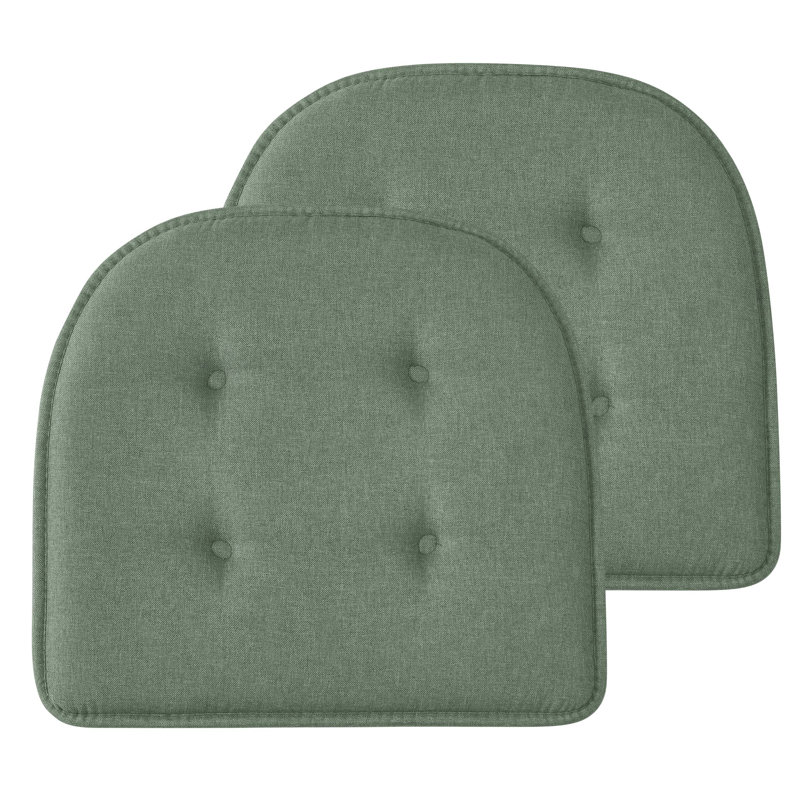 Coussin de siège en mousse à mémoire de forme en U épais et confortable de qualité supérieure Coussin de siège capitonné antidérapant Housse de siège intérieure en caoutchouc antidérapant de 17 po x 16 po pour bureau, chaises de cuisine, paquet de 2, couleur verte