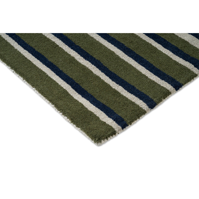 Decor Pilar Handmade Wool Striped Area Rug, Moss, Rectangle 5'3 x 7'6