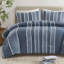 Ensemble d'édredon en coton rayé 3 pièces, bleu-130785246