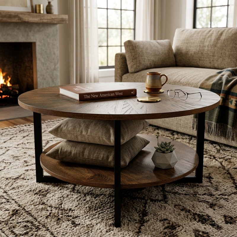 Table basse avec rangement Frame, Brun