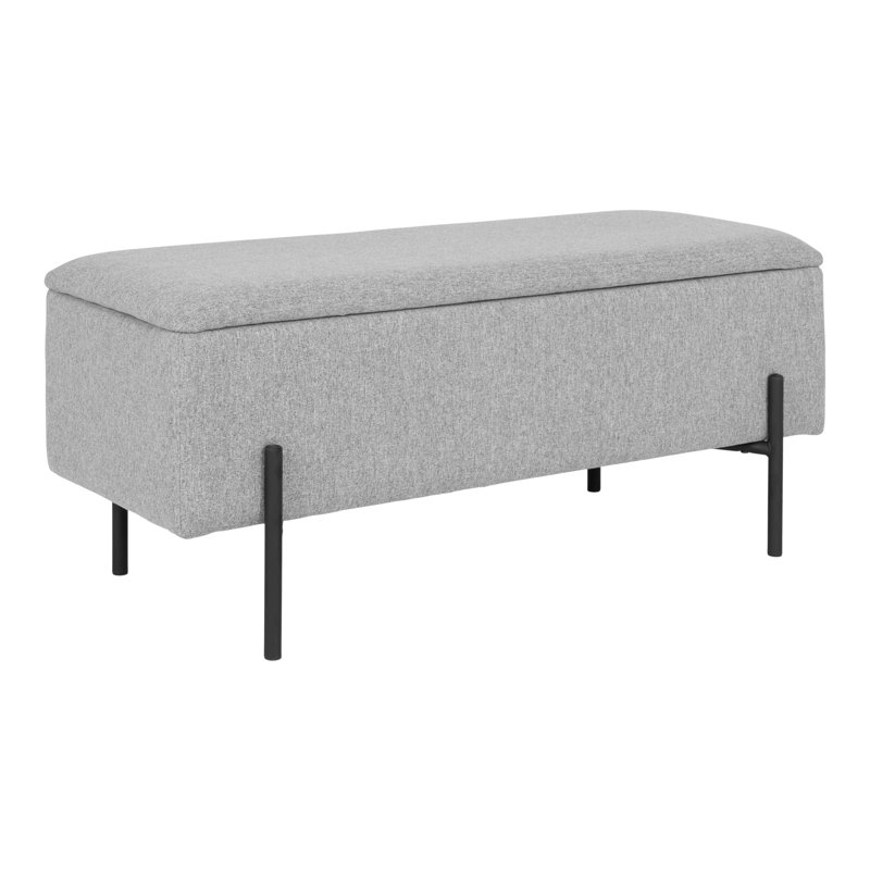 Larina Polyester Upholstered Storage Bench, Light Grey