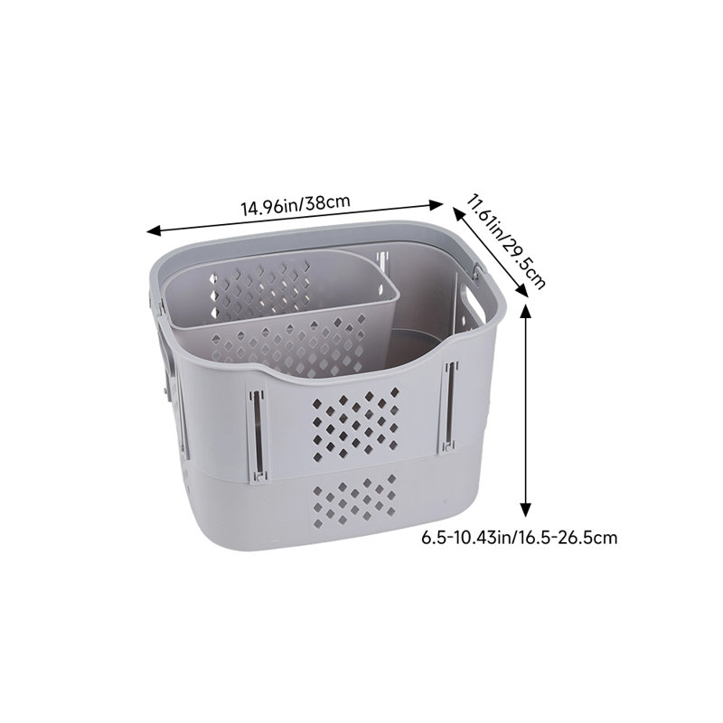 Plastic Laundry Basket with Handles, Grey