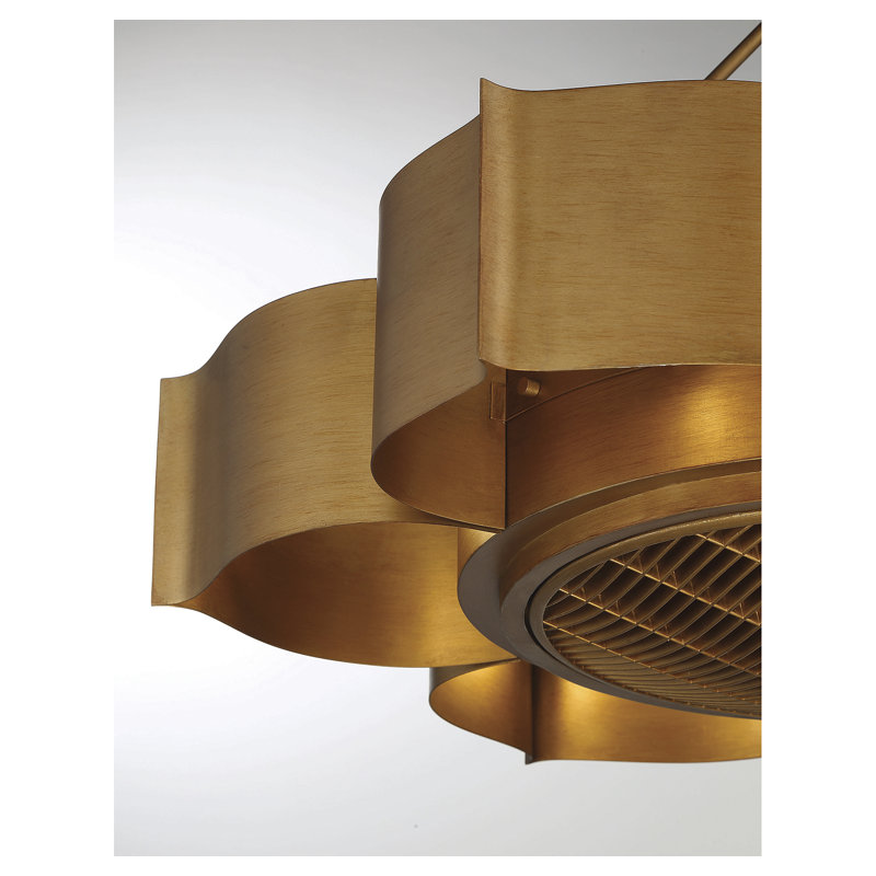Budd 31" 6-Light Fandelier in Gold Patina with Remote Control, Gold Patina