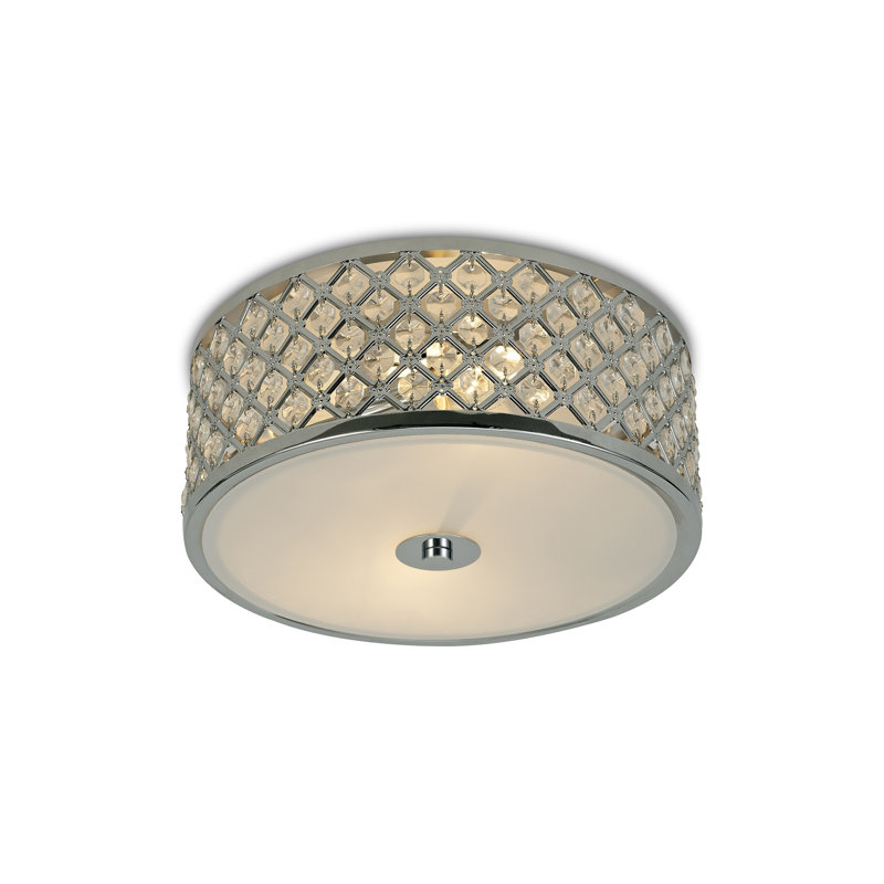 Glass Flush Mount, Polished Chrome