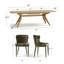Ensemble de table de salle à manger extensible en placage de bois de 78 à 96 po avec 6 fauteuils à oreilles en chenille-1296197594