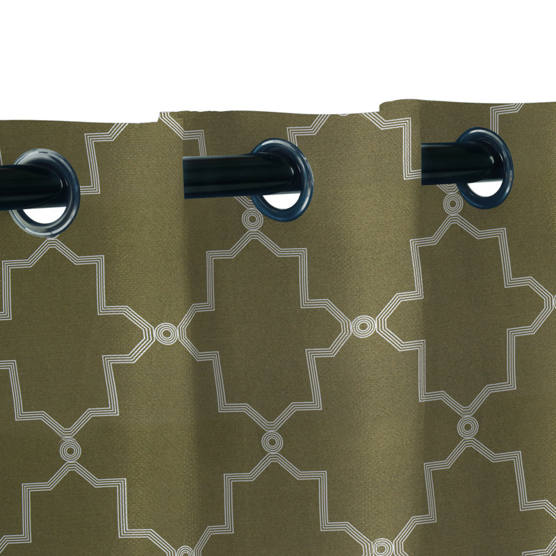 Nichola Vintage Geometric Trellis Room Darkening Room Darkening  Curtains, Rod Pocket or Grommets, Olive Green, 52" W x 63" L