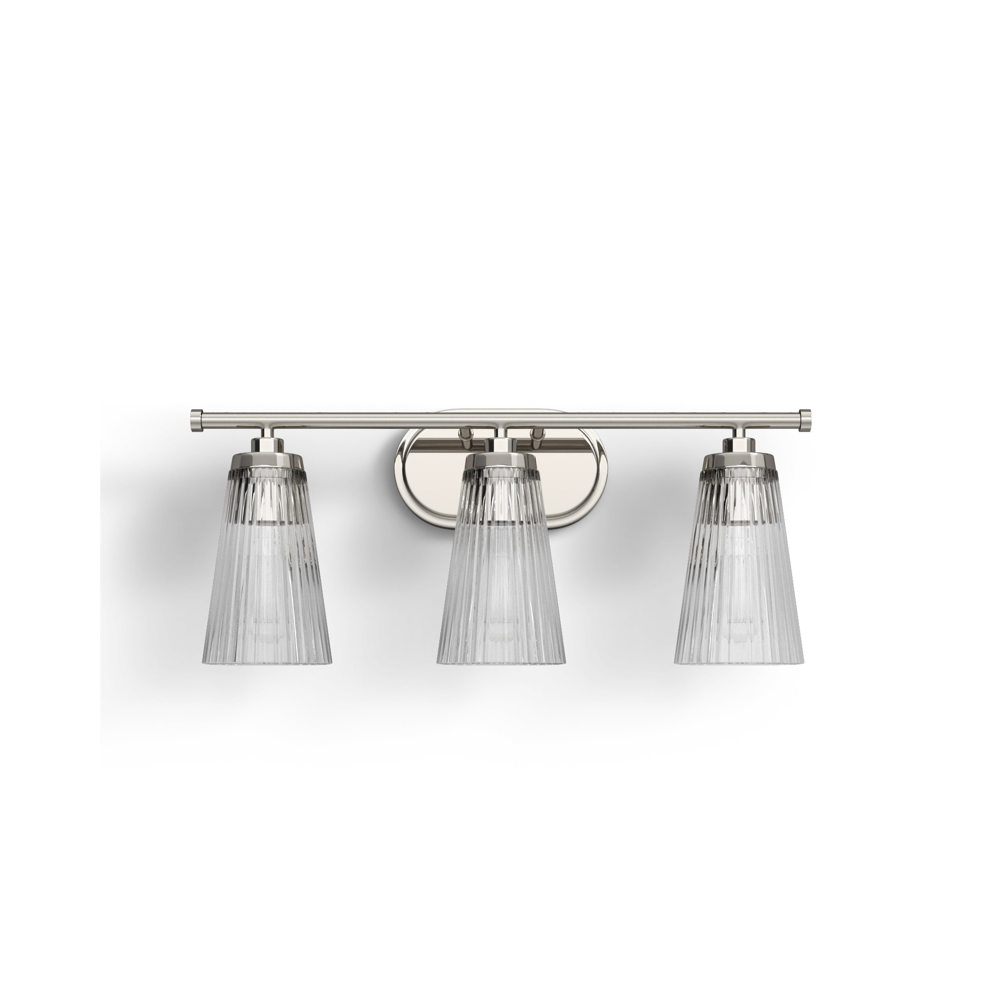 Jeanie Ribbed Dimmable Bath Sconce, Nickel, 3 Lights, 10" H x 22" W x 22" D