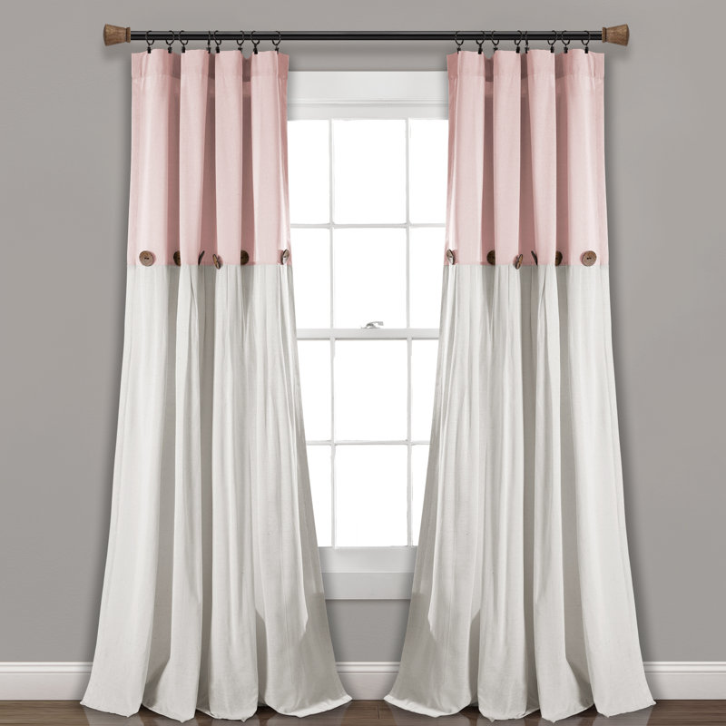 Panneau de rideau simple semi-diaphane avec passe-tringle Beckham, L 40 po x L 84 po, Rosé / Blanc