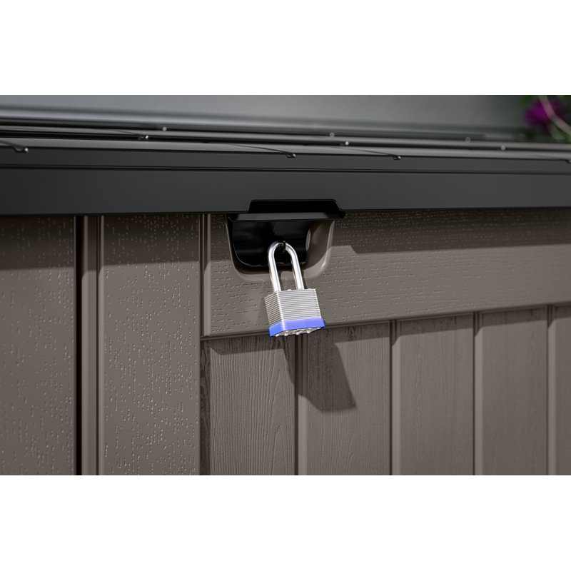 Suncast 70.5 in. W x 44.25 in. D Resin Horizontal Storage Shed for Trash Can Storage. Made in the USA, Stoney
