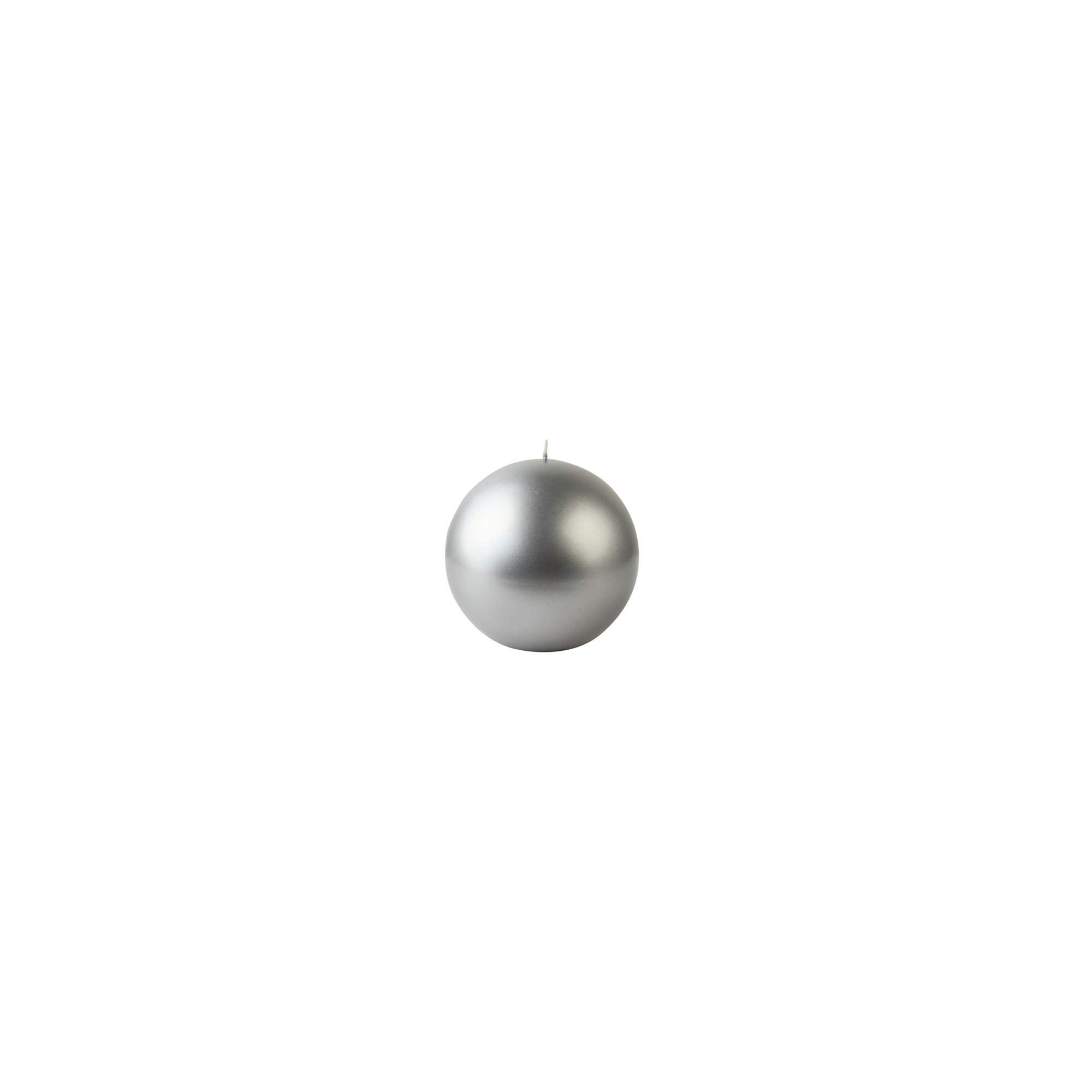 Ball Candle, Metallic Silver, 4" Diameter, Set of 2