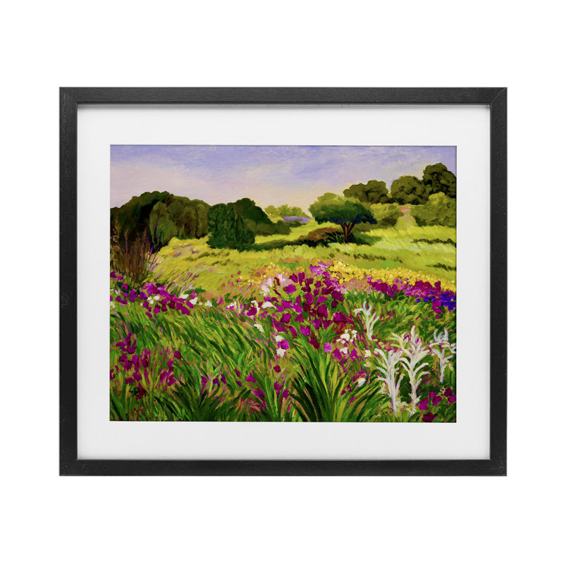 Reproduction sous verre Promise Vibrant Scenery, conception par Lee Ann Zirbes, H 17 po x l 21 po, Cadre noir minuit