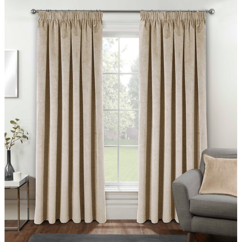Alene Blackout Curtain Panel Pair, 168cm Width x 183cm Drop, Cream, 2