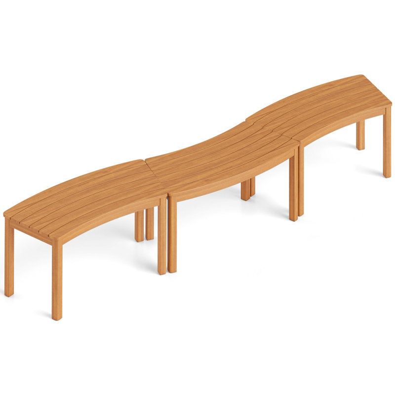 Ensemble de 3 bancs d'extérieur courbés sans foyer