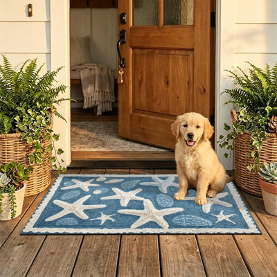  Tapis d'entrée antidérapant pour l'extérieur, 20 po x 32 po, coquillage étoile de mer
