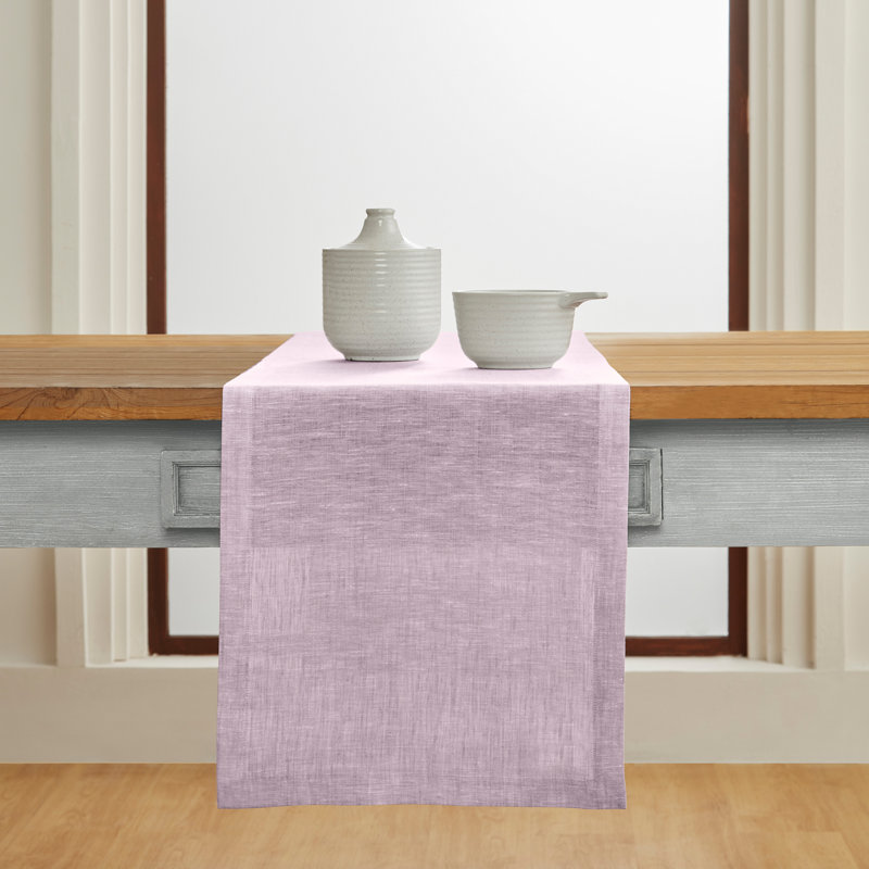 100% Pure Linen Table Runner - Athena, 72" x 14", Chambray Lavender
