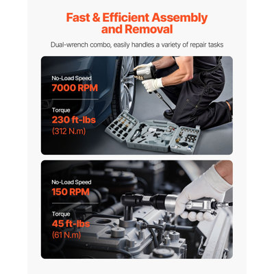 Ensemble de 50 outils pneumatiques Pro et accessoires - Clé à chocs pneumatique 1/2 ", clé à cliquet 3/8", marteau 4500BPM, soufflette et accessoires complets pour les réparations automatiques, projets de bricolage à domicile - avec étui de rangement