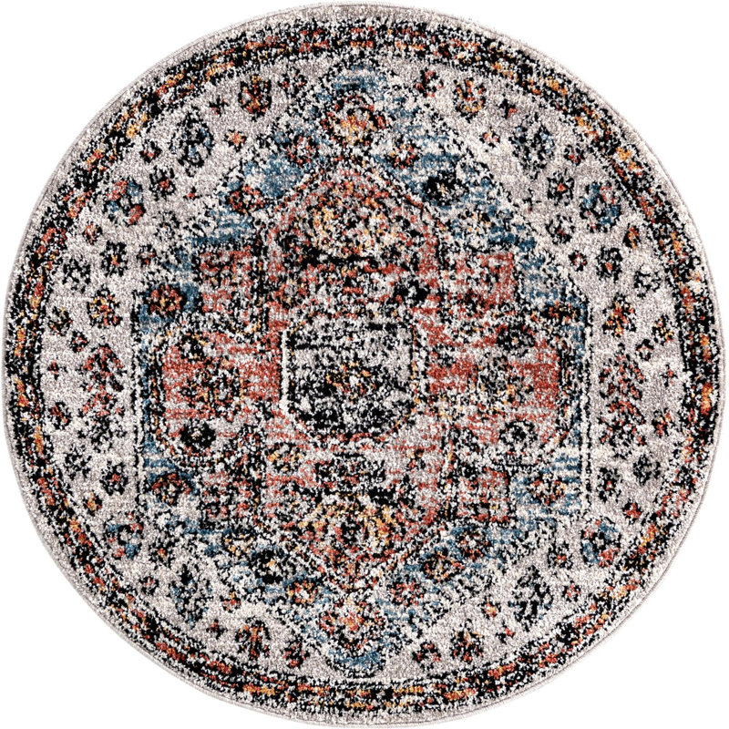 Tapis gris Albia, Rond 5 pi 3 po