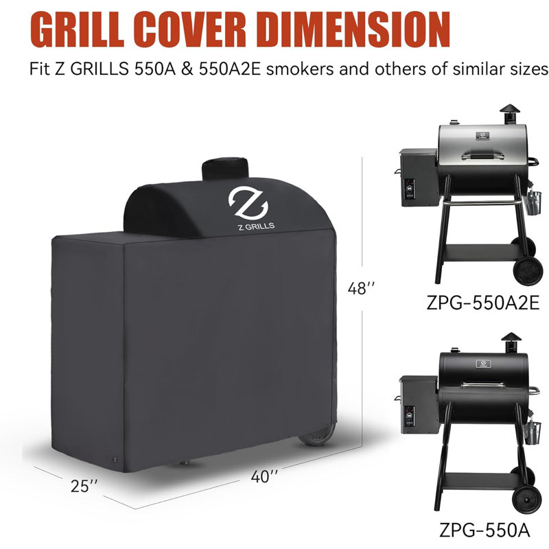 Housse pour barbecue à granules 550A, tissu en polyester 600D de 40 pouces, résistant, résistant aux intempéries et résistant aux intempéries pour barbecue 550A et 550A2E