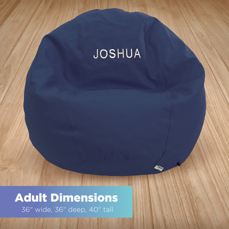 Fauteuil à billes monogramme en coton | Rempli de billes de polystyrène et de mousse CertiPUR | Parfait pour les adolescents et les adultes