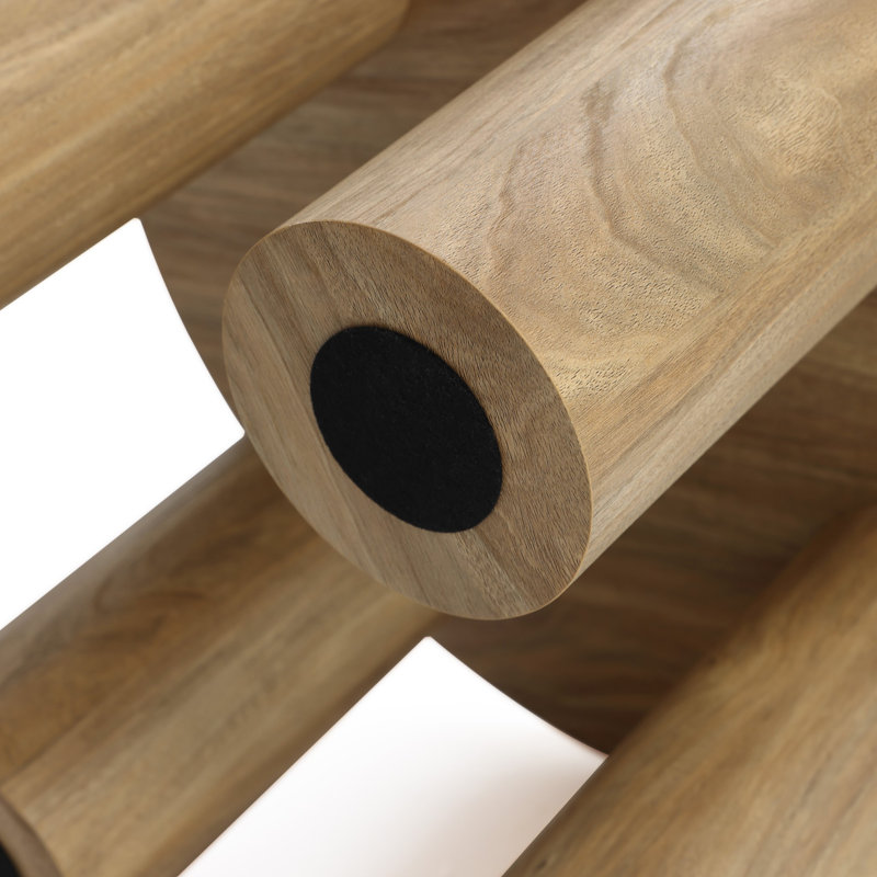 Table basse ronde en bois manufacturé en chêne avec 4 pieds