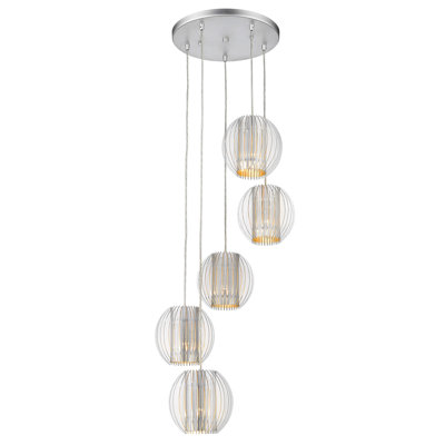 Luminaire suspendu sphère 5 lumières grappe Mcginn