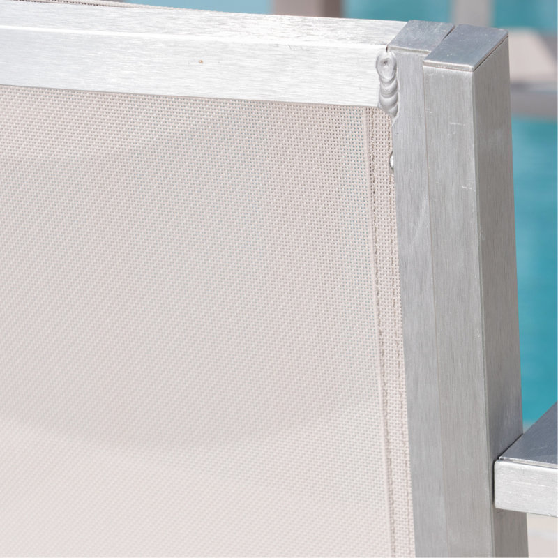 Tabourets 29,50 "avec structure en aluminium antirouille argenté, filet gris, ensemble de 2