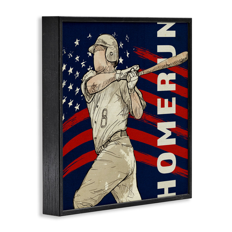 Giclée encadrée Patriotic Home Run, design par LightBoxJournal, Giclée encadrée noir minuit, H 12 po x l 12 po