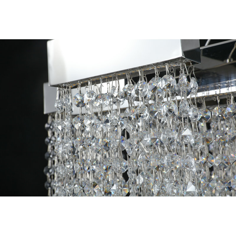 Lustre en cristal perlé transitionnel à DEL
