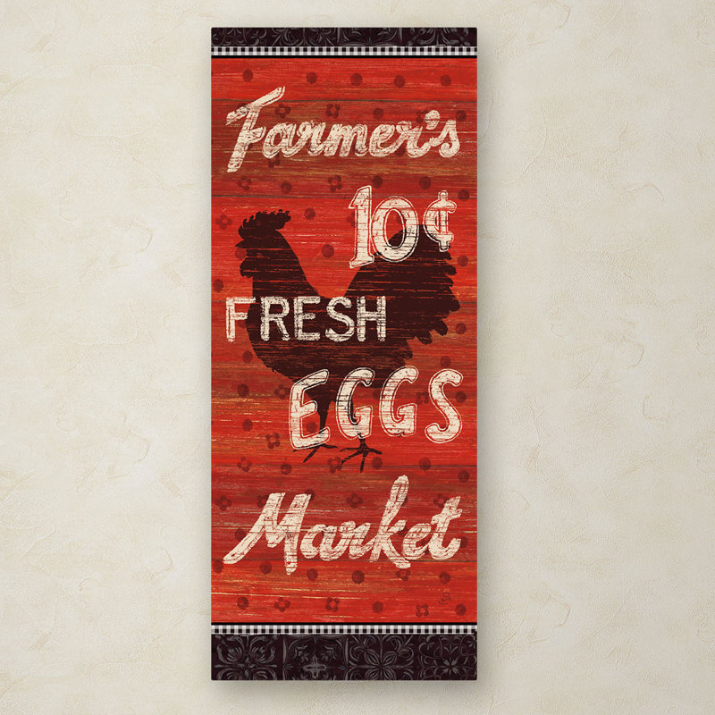 Country Red Rooster Farmer's Market Canvas Art